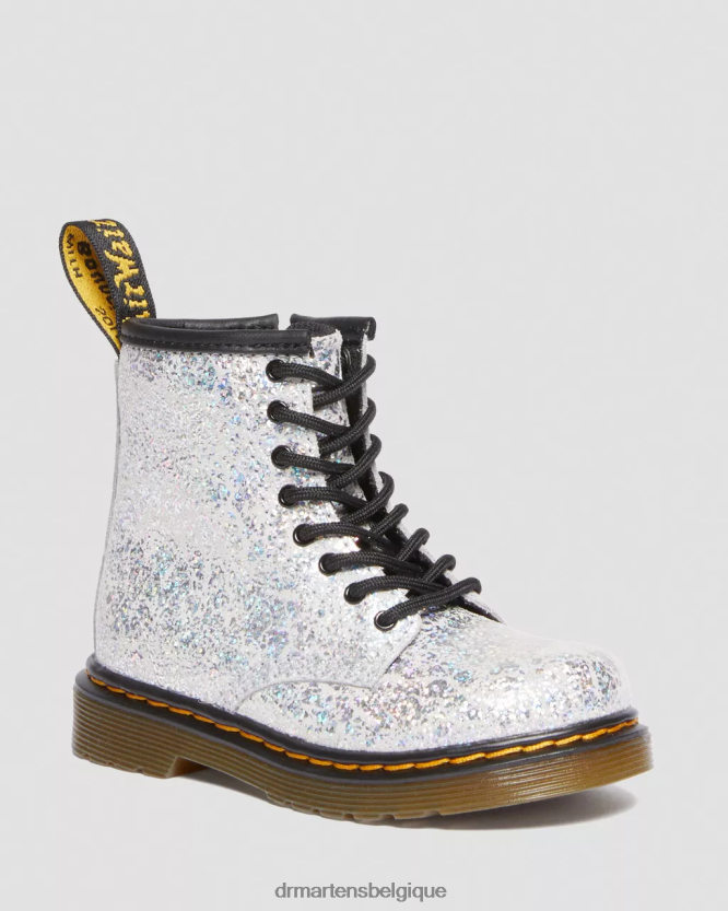 chaussure être Dr. Martens enfants Bottines à lacets métallisées froissées 1460 pour tout-petit froissé disco métallisé gris 6RFZX0417