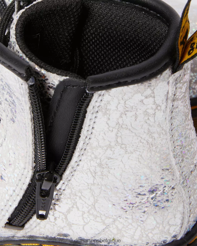 chaussure être Dr. Martens enfants Bottines à lacets métallisées froissées 1460 pour tout-petit froissé disco métallisé gris 6RFZX0417