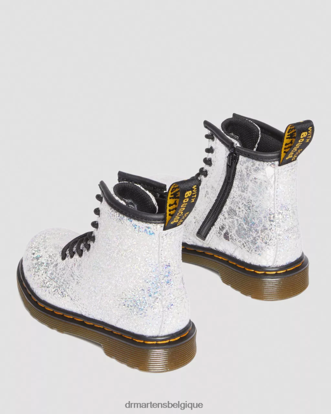 chaussure être Dr. Martens enfants Bottines à lacets métallisées froissées 1460 pour tout-petit froissé disco métallisé gris 6RFZX0417