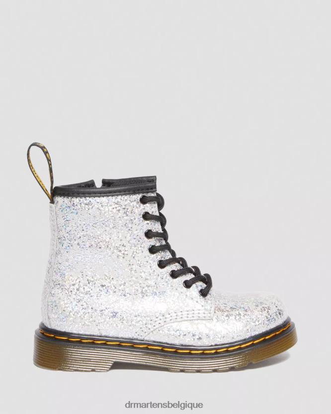 chaussure être Dr. Martens enfants Bottines à lacets métallisées froissées 1460 pour tout-petit froissé disco métallisé gris 6RFZX0417