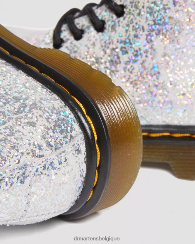 chaussure être Dr. Martens enfants Bottines à lacets métallisées froissées 1460 pour tout-petit froissé disco métallisé gris 6RFZX0417