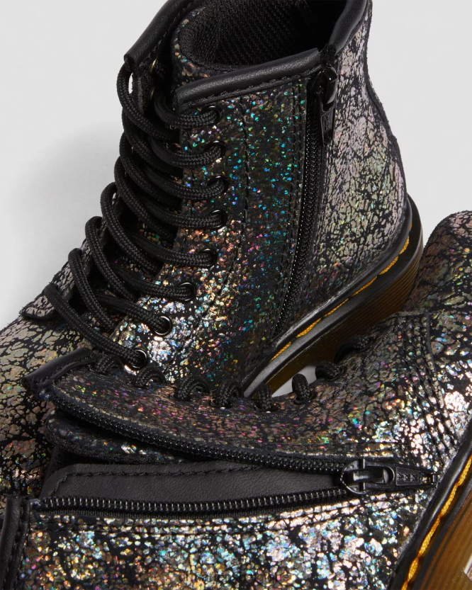 chaussure être Dr. Martens enfants Bottines à lacets métallisées froissées 1460 pour tout-petit froissé disco noir 6RFZX0419
