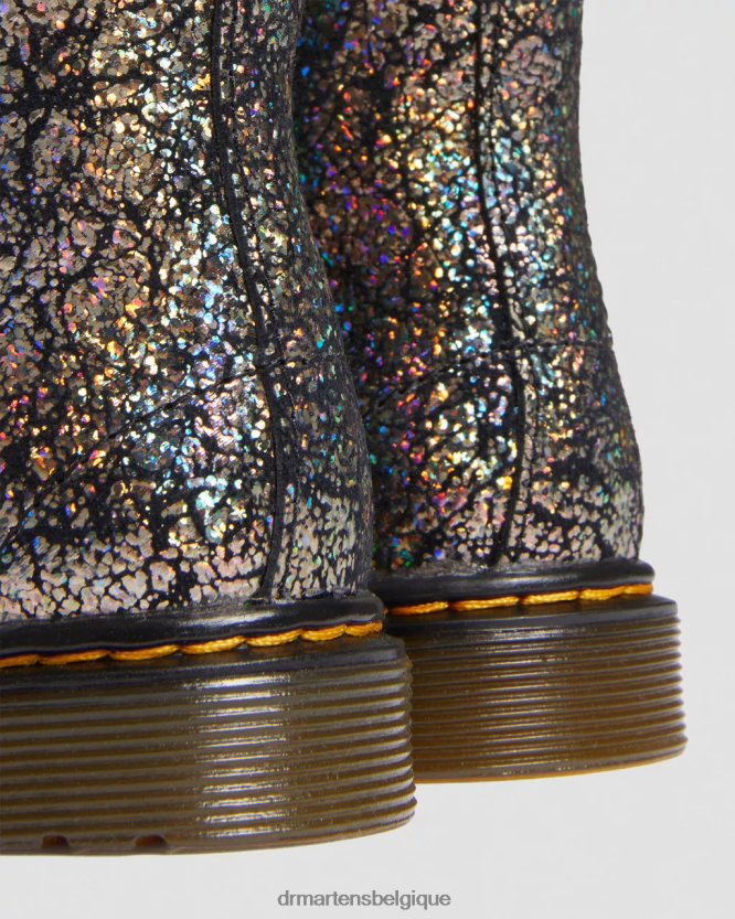 chaussure être Dr. Martens enfants Bottines à lacets métallisées froissées 1460 pour tout-petit froissé disco noir 6RFZX0419