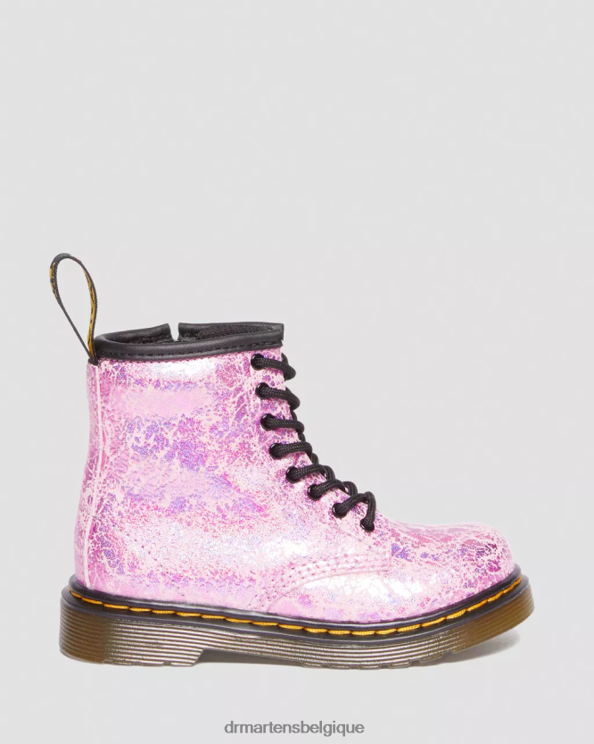 chaussure être Dr. Martens enfants Bottines à lacets métallisées froissées 1460 pour tout-petit froissé disco rose 6RFZX0418