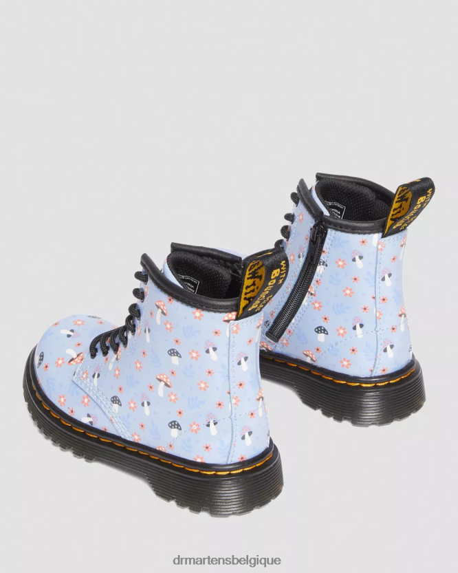 chaussure être Dr. Martens enfants bottes à lacets 1460 Woodland vernies pour tout-petit zen bleu lucido & lampe brevetée 6RFZX0412