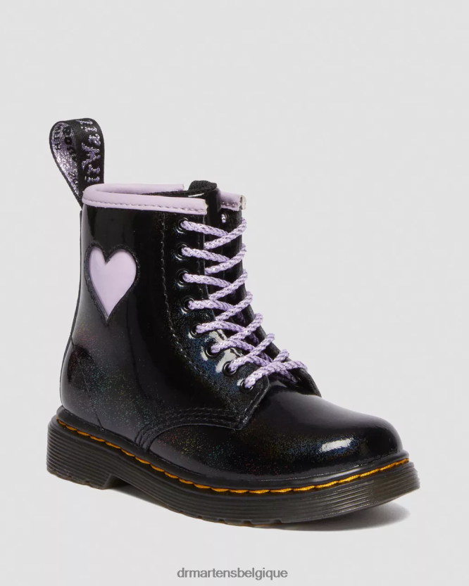 chaussure être Dr. Martens enfants bottes à lacets 1460 à cœur scintillant pour tout-petit galaxie chatoyante noire et lilas 6RFZX0422