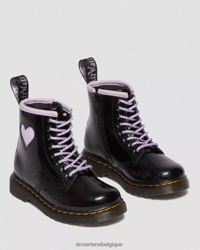 chaussure être Dr. Martens enfants bottes à lacets 1460 à cœur scintillant pour tout-petit galaxie chatoyante noire et lilas 6RFZX0422