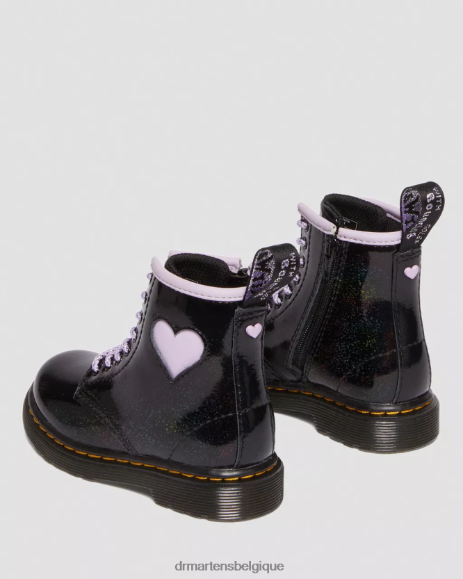 chaussure être Dr. Martens enfants bottes à lacets 1460 à cœur scintillant pour tout-petit galaxie chatoyante noire et lilas 6RFZX0422