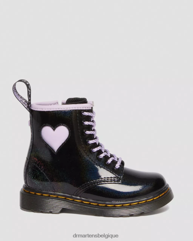 chaussure être Dr. Martens enfants bottes à lacets 1460 à cœur scintillant pour tout-petit galaxie chatoyante noire et lilas 6RFZX0422