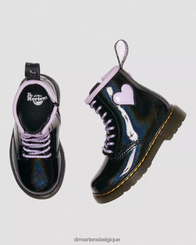 chaussure être Dr. Martens enfants bottes à lacets 1460 à cœur scintillant pour tout-petit galaxie chatoyante noire et lilas 6RFZX0422
