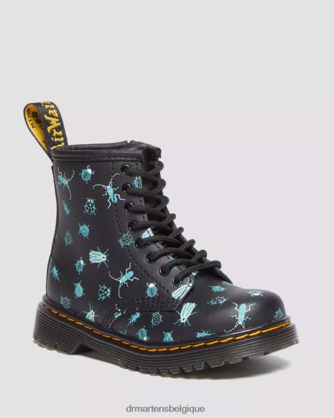 chaussure être Dr. Martens enfants bottes à lacets 1460 qui brillent dans le noir pour tout-petit mash up floral noir k hydro 6RFZX0420