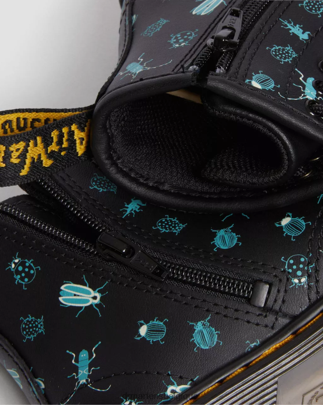 chaussure être Dr. Martens enfants bottes à lacets 1460 qui brillent dans le noir pour tout-petit mash up floral noir k hydro 6RFZX0420