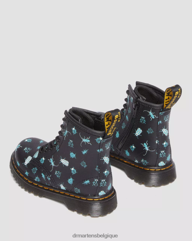 chaussure être Dr. Martens enfants bottes à lacets 1460 qui brillent dans le noir pour tout-petit mash up floral noir k hydro 6RFZX0420