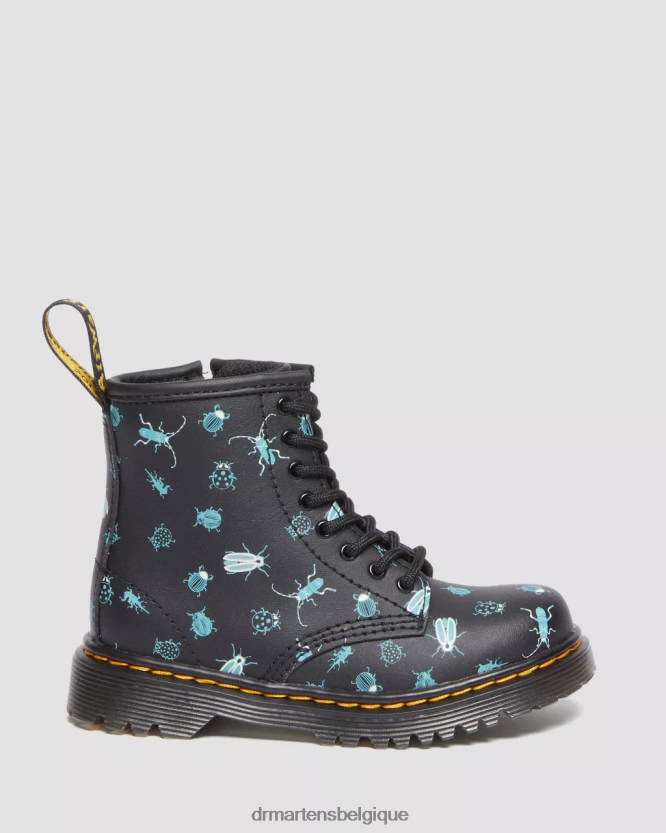 chaussure être Dr. Martens enfants bottes à lacets 1460 qui brillent dans le noir pour tout-petit mash up floral noir k hydro 6RFZX0420