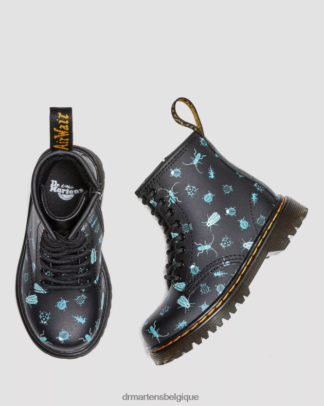 chaussure être Dr. Martens enfants bottes à lacets 1460 qui brillent dans le noir pour tout-petit mash up floral noir k hydro 6RFZX0420