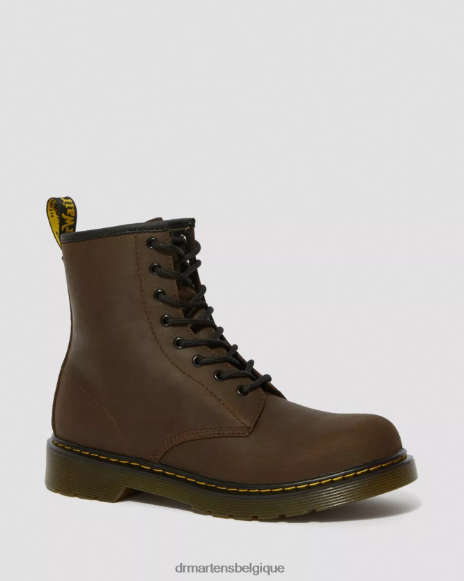 chaussure être Dr. Martens enfants bottes à lacets doublées de fausse fourrure 1460 pour jeunes mohawk brun foncé 6RFZX0465