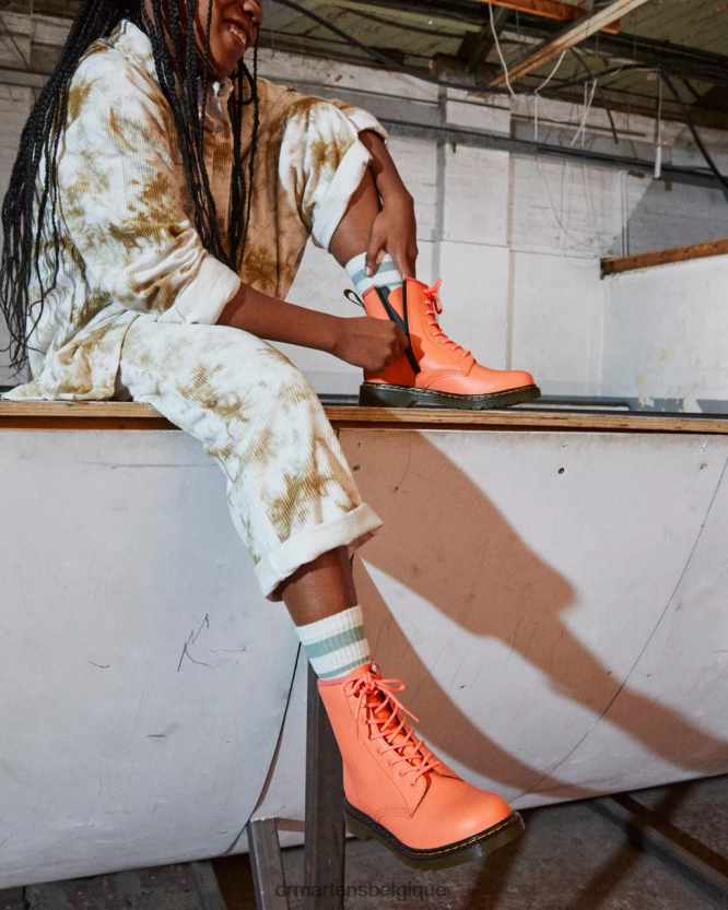 chaussure être Dr. Martens enfants bottes à lacets en cuir 1460 Romario pour jeunes corail Romario 6RFZX0469