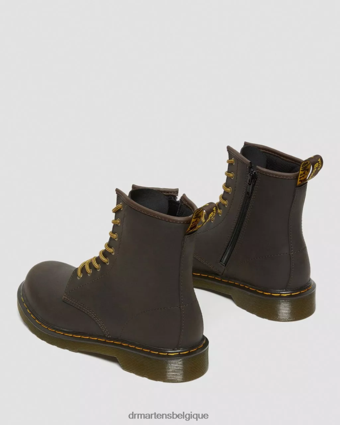 chaussure être Dr. Martens enfants bottes à lacets en cuir 1460 wildhorse pour jeunes Lampe cheval sauvage marron foncé 6RFZX0462