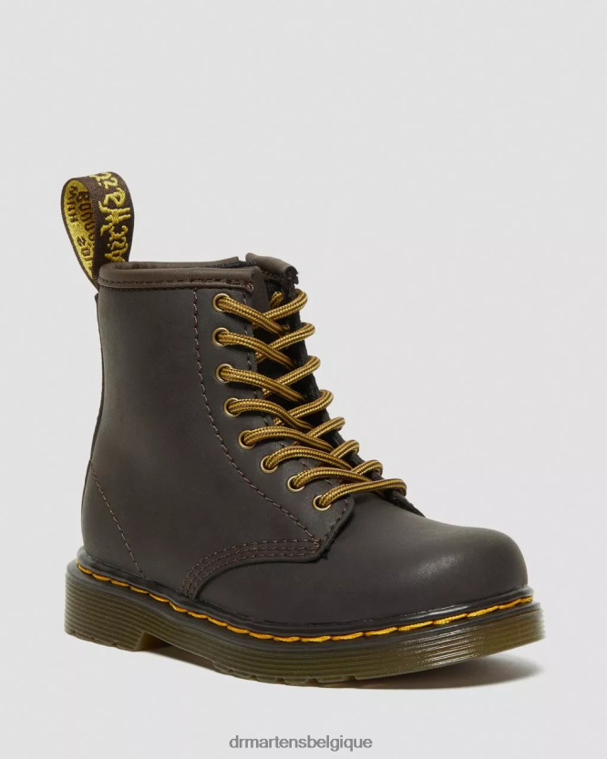 chaussure être Dr. Martens enfants bottes à lacets en cuir 1460 wildhorse pour tout-petit Lampe cheval sauvage marron foncé 6RFZX0408
