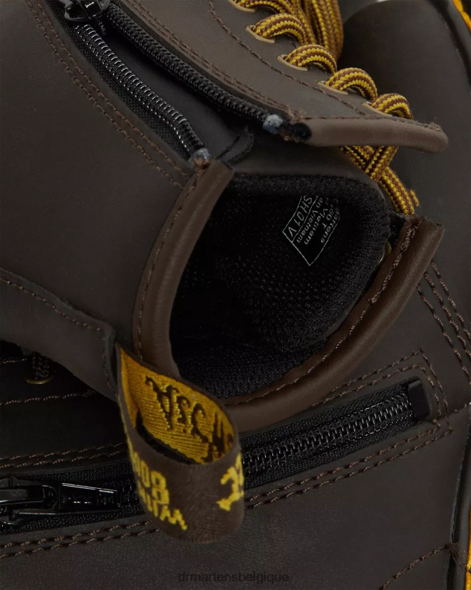 chaussure être Dr. Martens enfants bottes à lacets en cuir 1460 wildhorse pour tout-petit Lampe cheval sauvage marron foncé 6RFZX0408