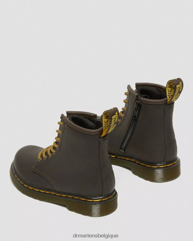 chaussure être Dr. Martens enfants bottes à lacets en cuir 1460 wildhorse pour tout-petit Lampe cheval sauvage marron foncé 6RFZX0408