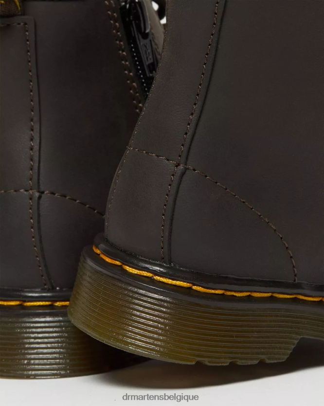 chaussure être Dr. Martens enfants bottes à lacets en cuir 1460 wildhorse pour tout-petit Lampe cheval sauvage marron foncé 6RFZX0408