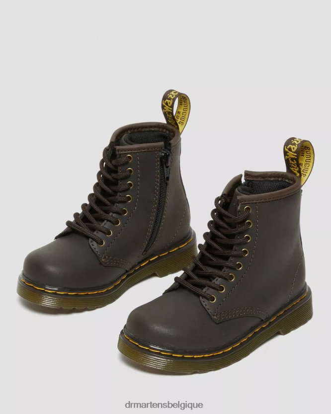 chaussure être Dr. Martens enfants bottes à lacets en cuir 1460 wildhorse pour tout-petit Lampe cheval sauvage marron foncé 6RFZX0408