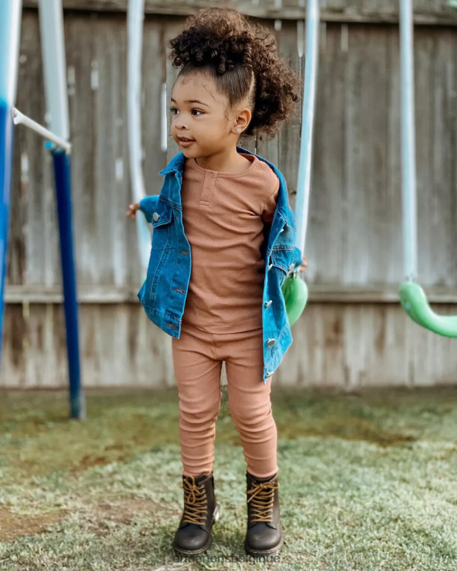 chaussure être Dr. Martens enfants bottes à lacets en cuir junior 1460 wildhorse Lampe cheval sauvage marron foncé 6RFZX0440