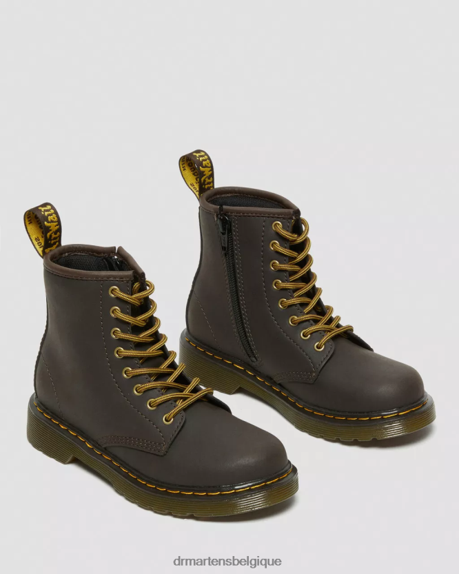 chaussure être Dr. Martens enfants bottes à lacets en cuir junior 1460 wildhorse Lampe cheval sauvage marron foncé 6RFZX0440