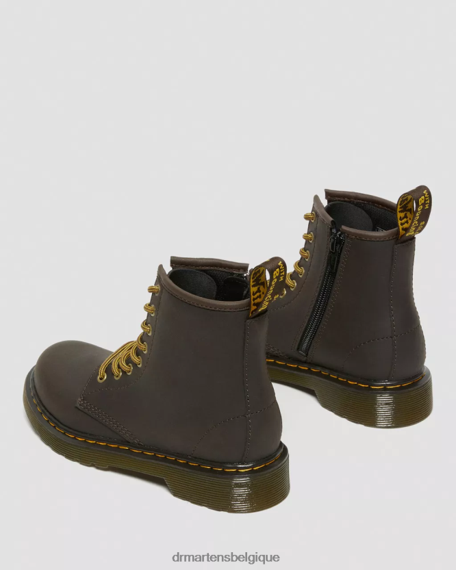 chaussure être Dr. Martens enfants bottes à lacets en cuir junior 1460 wildhorse Lampe cheval sauvage marron foncé 6RFZX0440
