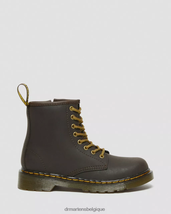 chaussure être Dr. Martens enfants bottes à lacets en cuir junior 1460 wildhorse Lampe cheval sauvage marron foncé 6RFZX0440