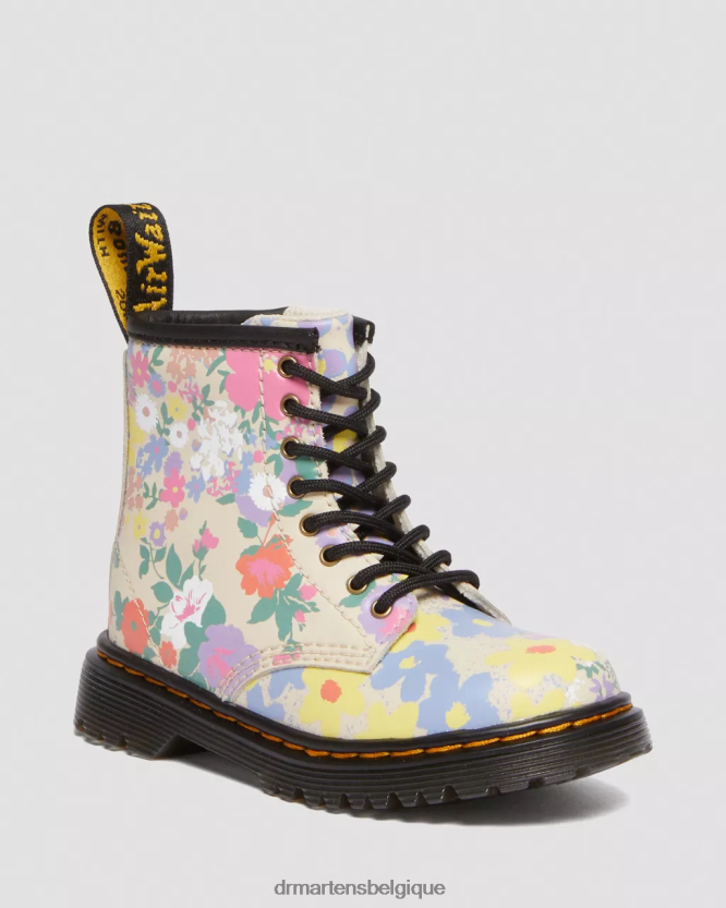 chaussure être Dr. Martens enfants bottes à lacets en cuir mash up à fleurs pour enfant 1460 parchemin beige floral mash up k hydro 6RFZX0415