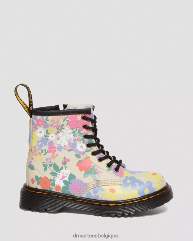 chaussure être Dr. Martens enfants bottes à lacets en cuir mash up à fleurs pour enfant 1460 parchemin beige floral mash up k hydro 6RFZX0415
