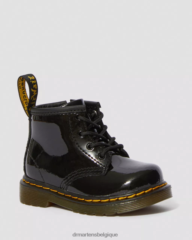 chaussure être Dr. Martens enfants bottes à lacets en cuir verni 1460 pour bébé Lucido noir et lampe vernie 6RFZX0395