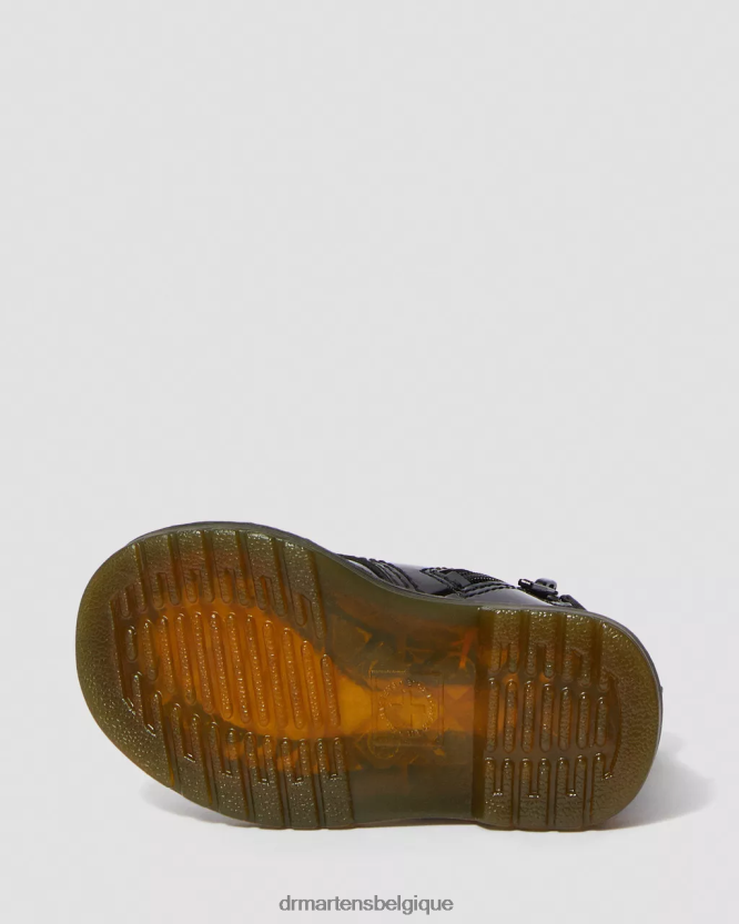 chaussure être Dr. Martens enfants bottes à lacets en cuir verni 1460 pour bébé Lucido noir et lampe vernie 6RFZX0395