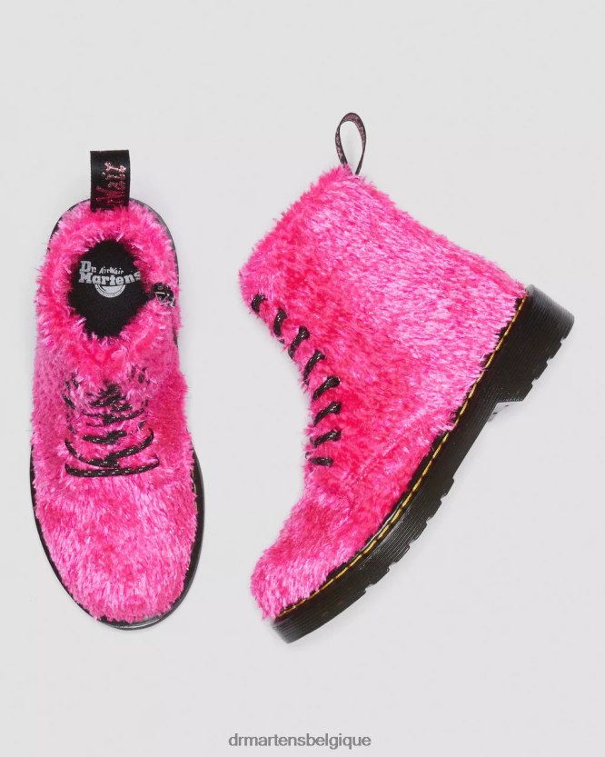 chaussure être Dr. Martens enfants bottes à lacets en fourrure de guirlandes junior 1460 pascal fourrure de guirlandes roses 6RFZX0458