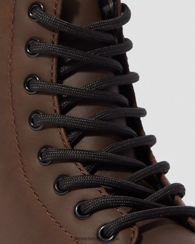 chaussure être Dr. Martens enfants bottes à lacets junior 1460 doublées de fausse fourrure mohawk brun foncé 6RFZX0452