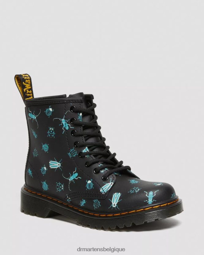 chaussure être Dr. Martens enfants bottes à lacets junior 1460 qui brillent dans le noir mash up floral noir k hydro 6RFZX0421