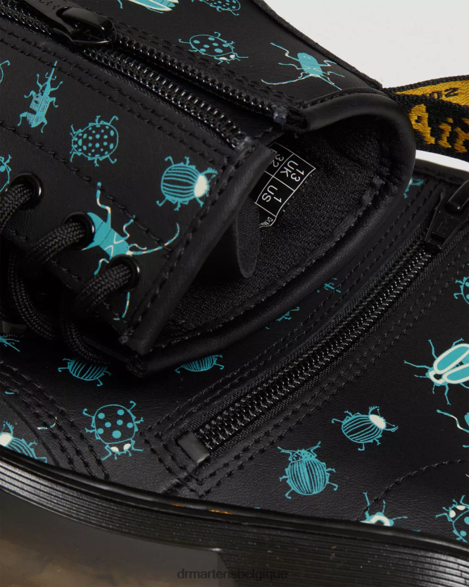 chaussure être Dr. Martens enfants bottes à lacets junior 1460 qui brillent dans le noir mash up floral noir k hydro 6RFZX0421