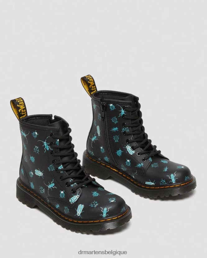 chaussure être Dr. Martens enfants bottes à lacets junior 1460 qui brillent dans le noir mash up floral noir k hydro 6RFZX0421
