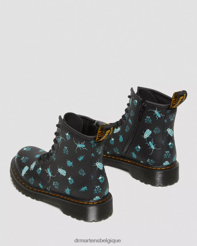 chaussure être Dr. Martens enfants bottes à lacets junior 1460 qui brillent dans le noir mash up floral noir k hydro 6RFZX0421