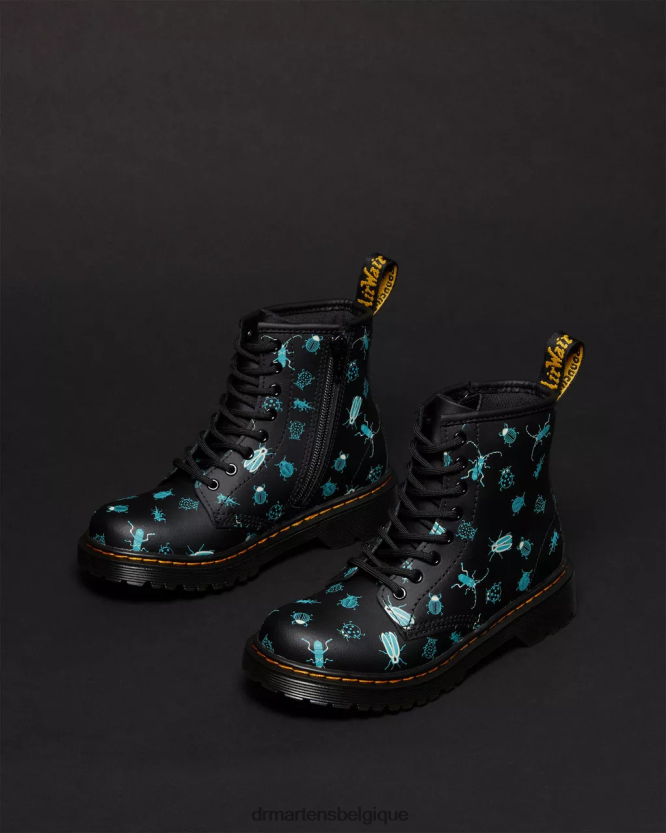 chaussure être Dr. Martens enfants bottes à lacets junior 1460 qui brillent dans le noir mash up floral noir k hydro 6RFZX0421