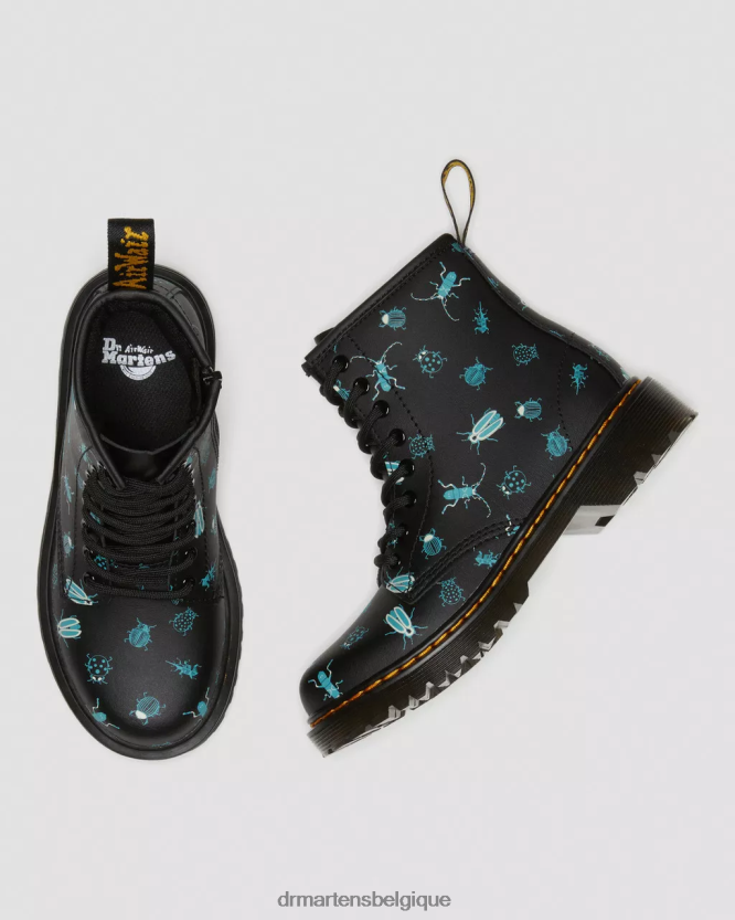 chaussure être Dr. Martens enfants bottes à lacets junior 1460 qui brillent dans le noir mash up floral noir k hydro 6RFZX0421