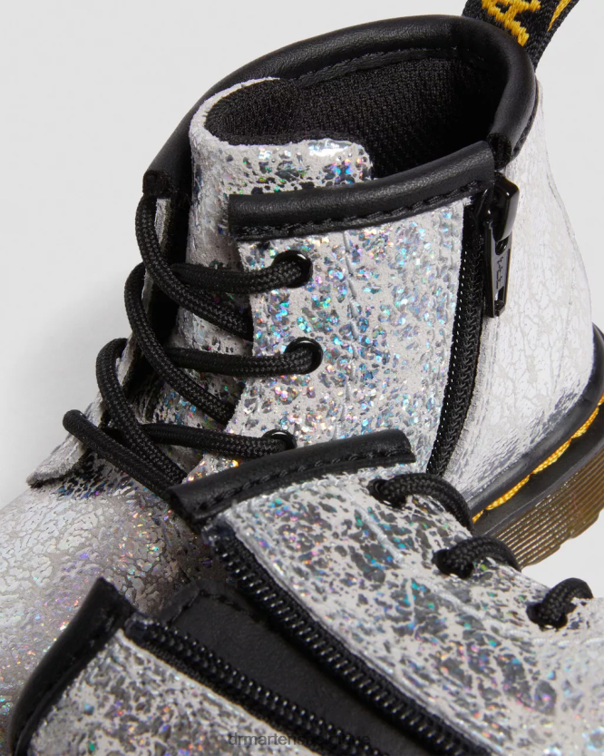 chaussure être Dr. Martens enfants bottes à lacets métallisées froissées 1460 pour bébé froissé disco métallisé gris 6RFZX0399