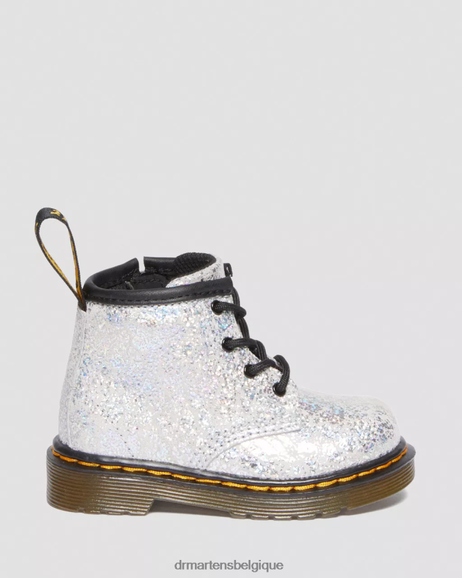 chaussure être Dr. Martens enfants bottes à lacets métallisées froissées 1460 pour bébé froissé disco métallisé gris 6RFZX0399