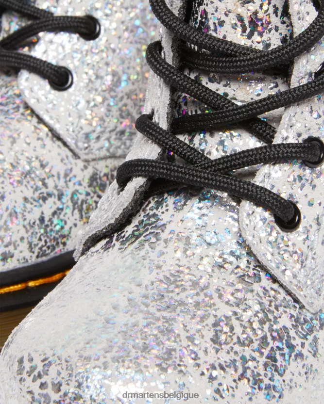 chaussure être Dr. Martens enfants bottes à lacets métallisées froissées 1460 pour bébé froissé disco métallisé gris 6RFZX0399