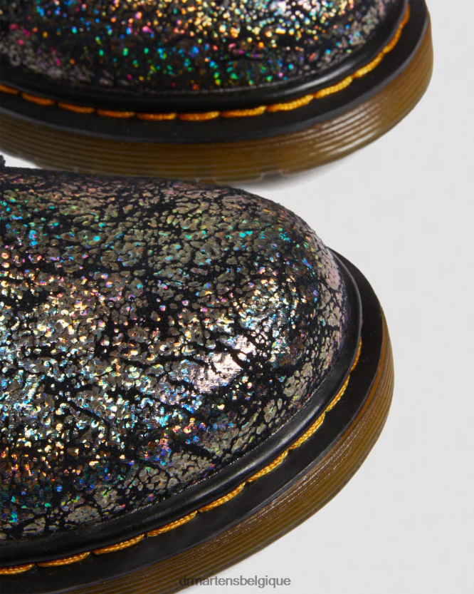 chaussure être Dr. Martens enfants bottes à lacets métallisées froissées 1460 pour bébé froissé disco noir 6RFZX0400