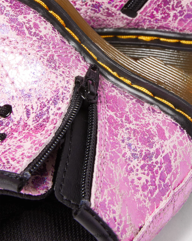 chaussure être Dr. Martens enfants bottes à lacets métallisées froissées 1460 pour bébé froissé disco rose 6RFZX0398