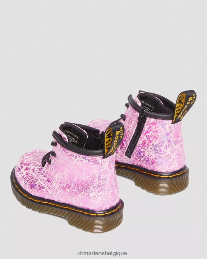 chaussure être Dr. Martens enfants bottes à lacets métallisées froissées 1460 pour bébé froissé disco rose 6RFZX0398