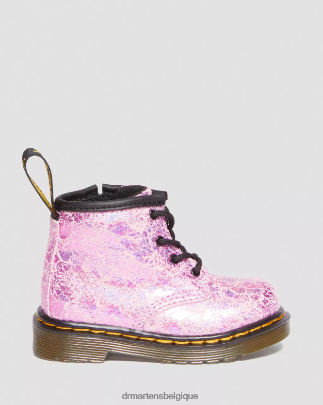 chaussure être Dr. Martens enfants bottes à lacets métallisées froissées 1460 pour bébé froissé disco rose 6RFZX0398